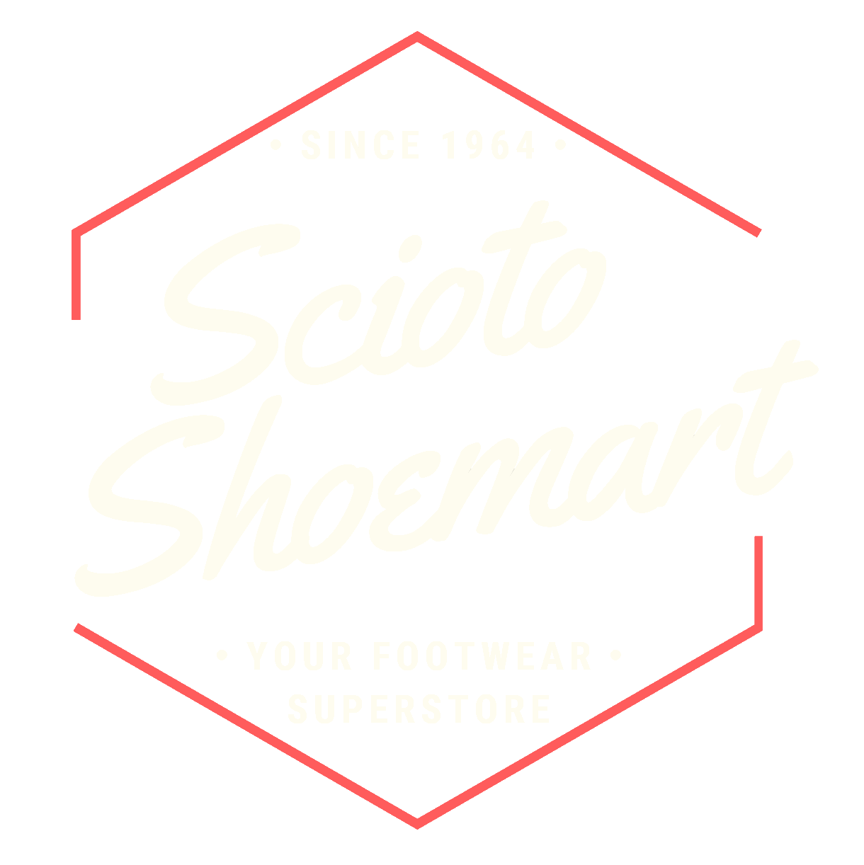 Scioto Shoe Mart badge - your footwear superstore since 1964